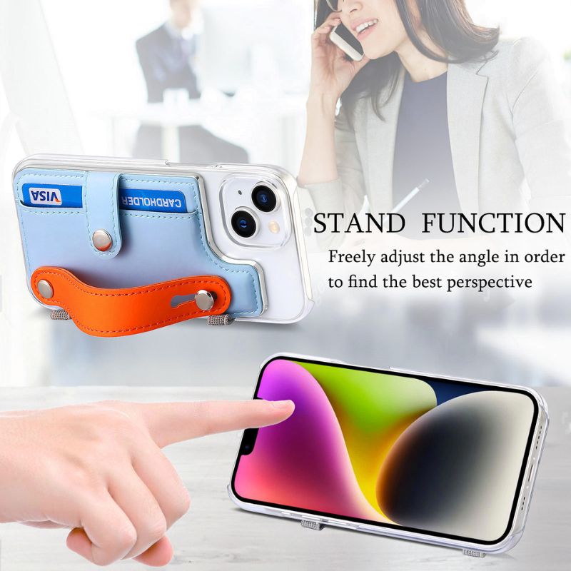 Load image into Gallery viewer, [Multi Function] Apple iPhone 16/16 Plus/16 Pro/16 Pro Max Wallet Holder Anti-Drop Ring Leather  Macron Color Case
