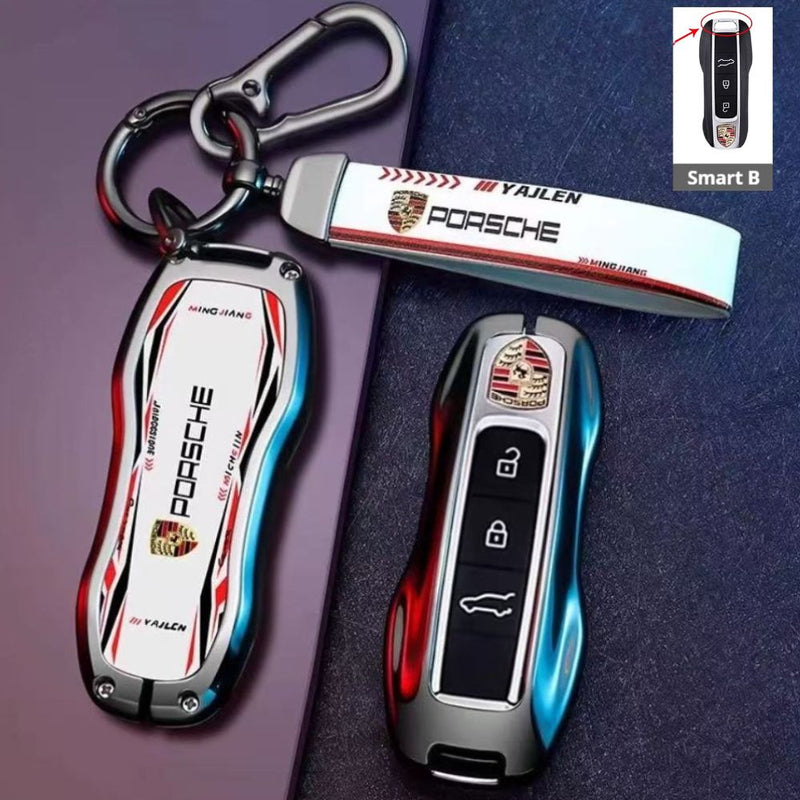 Load image into Gallery viewer, Porsche Stylish Racing-inspired Design Car Key Fob Case Cover For Cayenne, Macan, Panamera, 911, Taycan
