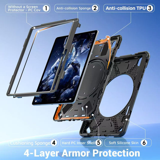 Samsung Galaxy Tab S12 Plus (2026) 12.4" - Multifunctional Shockproof Heavy Duty Series Case With Shoulder Strap