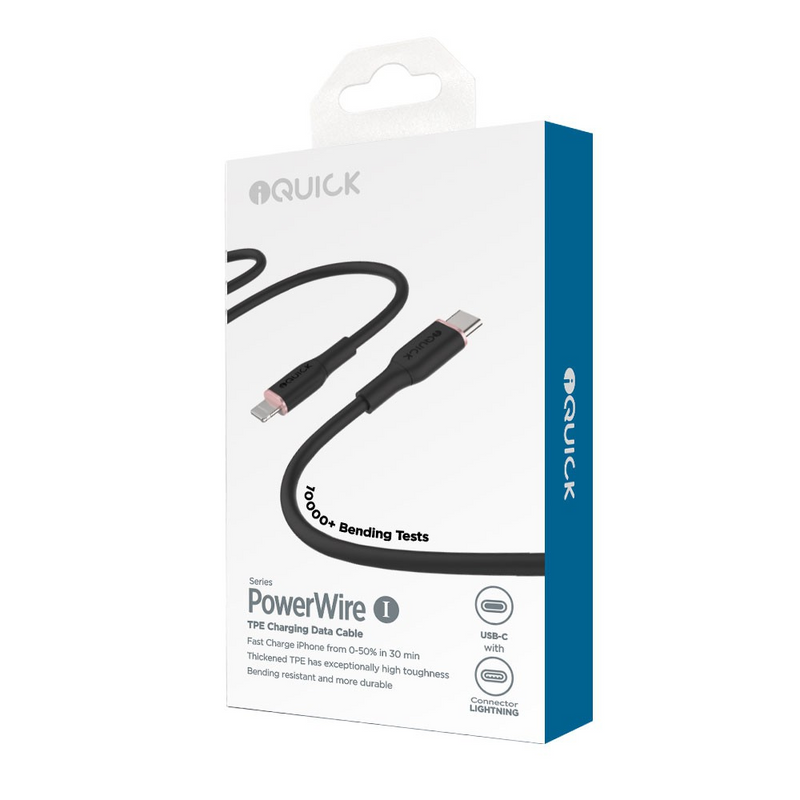 Load image into Gallery viewer, iQuick PowerWire 1 Series TPE Charging Data Cable Type-C to iP 0.5m
