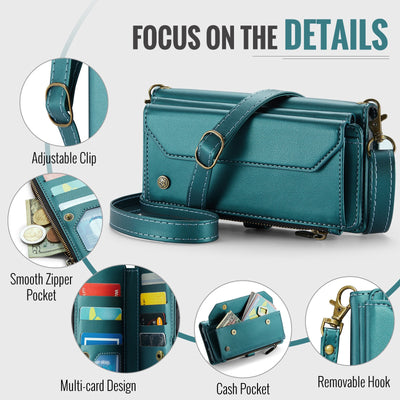 [Magsafe Compatible] Google Pixel 7A - Zipper Style Crossbody PU Leather Wallet Series Stand Case With Lanyard - i-Station Mobile Phone & Electronic Device Repair and Accessories