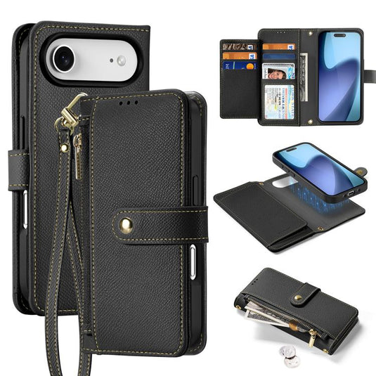 [Detachable][Magsafe Compatible] Apple iPhone 17/Air/Pro/Pro Max Multi-functional Leather Wallet Case With Card Slot