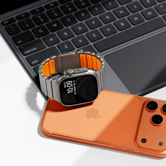 [44mm] Apple Watch Series 6/5/4/SE Dual-Layer Design with Titanium and Silicone Watch Band - i-Station Mobile Phone & Electronic Device Repair and Accessories
