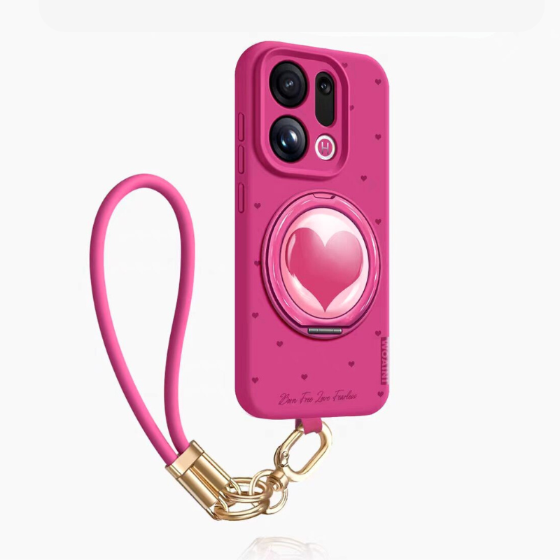 Load image into Gallery viewer, [Built-in Stand][With Hand Strap] Oppo Find X9/Pro - Heart-shaped Liquid Silicone Shockproof Phone Case
