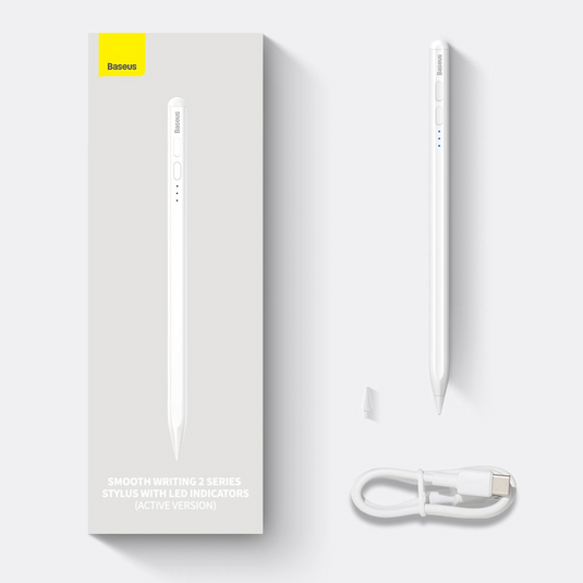 Baseus Smooth Writing 2 Series Stylus with LED Indicators - White - i-Station Mobile Phone & Electronic Device Repair and Accessories