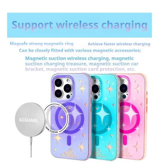 [Magsafe Comptible] Apple iPhone 15/Pro/Pro Max Starry Frosted Laser Shockproof Blingbling Series Case