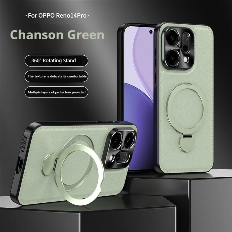 Load image into Gallery viewer, [Built-in Stand] Oppo Reno12 &amp; Pro Full-Cover Metal Magnetic Stand PU Leather Phone Case
