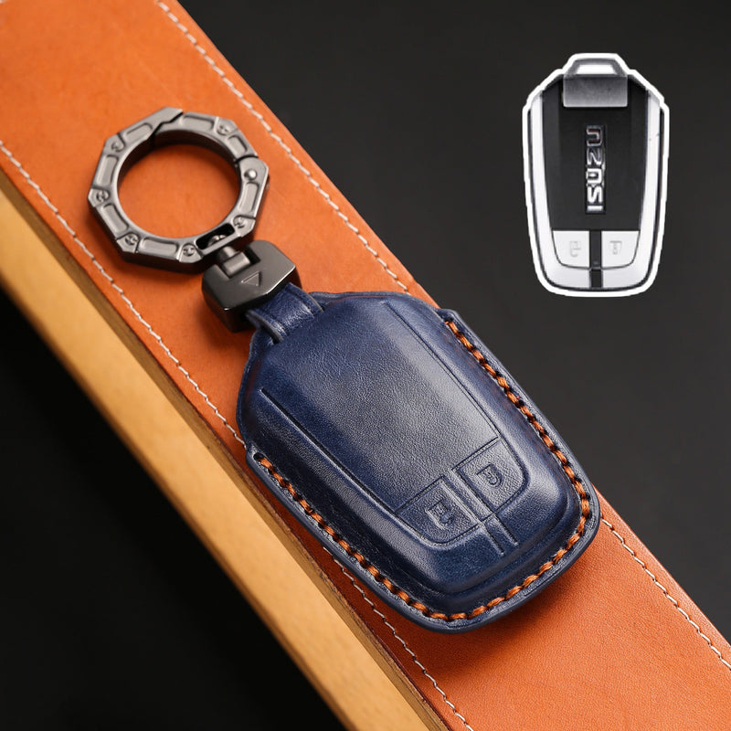 Load image into Gallery viewer, Isuzu Handcrafted Genuine Leather Car Key Fob Case Cover For D-MAX, MU‑X
