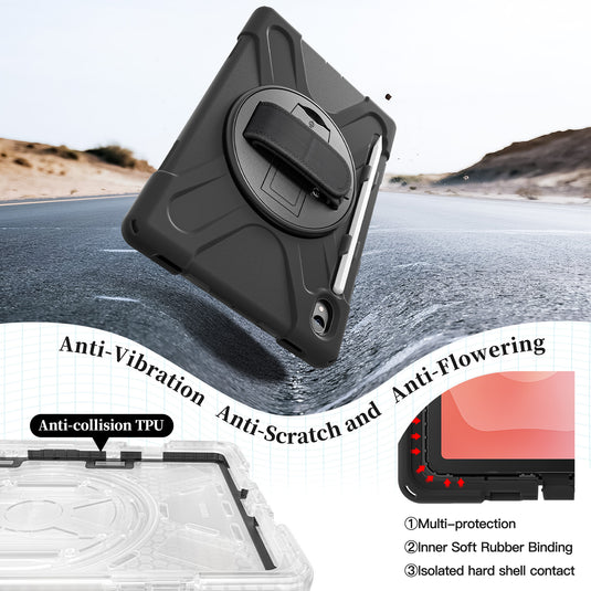 Samsung Galaxy Tab S11 (2025) 11" - Heavy Duty 360 Degree Rotate Stand Hand Strap Case With Shoulder Strap