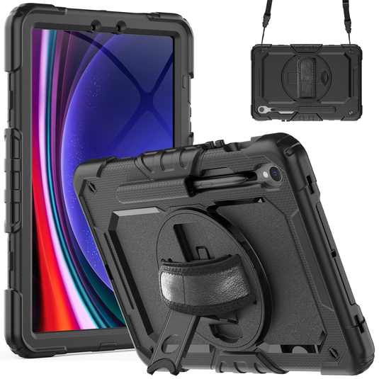 [Built-in Stand] Samsung Galaxy Tab S11 (2025) 11” - 360 Degree Stand PC + Silicone Shockproof Case With Strap
