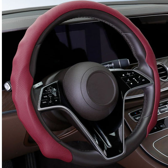 [38 CM] Universal 5D Car Steering Wheel Covers for All Seasons, Sporty Non-Slip Napa Leather with Perforated Breathable Design - i-Station Mobile Phone & Electronic Device Repair and Accessories