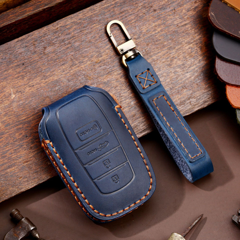 Load image into Gallery viewer, Toyota Handcrafted Genuine Leather Car Key Fob Protective Case Cover For Highlander, RAV4, Camry, Sienna, Tacoma, 4Runner, Tundra, Sequoia, Land Cruiser
