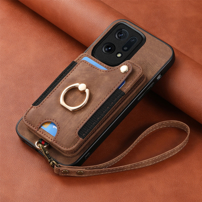 Load image into Gallery viewer, [Built-in Ring Kickstand] OPPO A80 5G - Multi-functional Wallet Stand Shockproof Case With Lanyard
