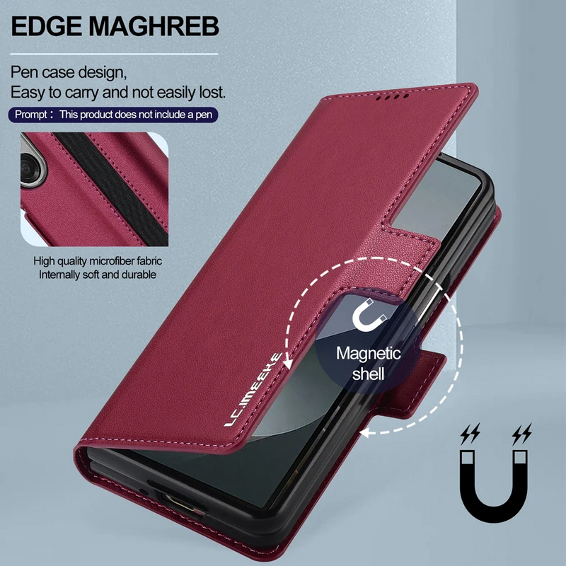 Load image into Gallery viewer, [Built-in Pen Slot][With Card Slot] Samsung Galaxy Z Fold7 Business Leather Fold Wallet Shockproof Case
