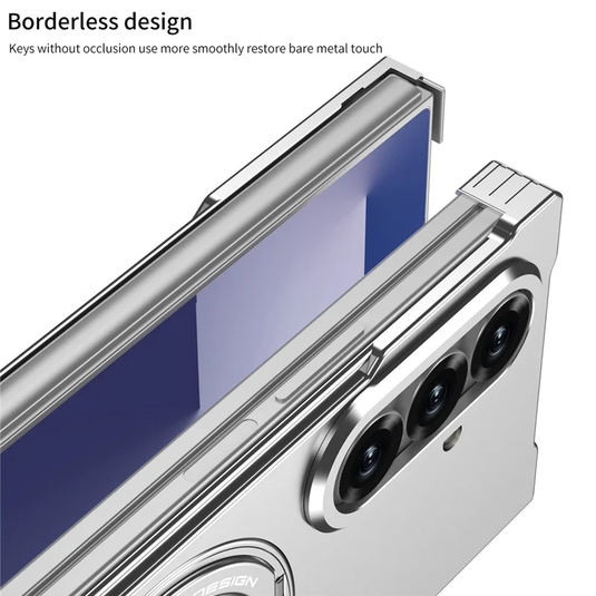 Samsung Galaxy Z Fold7 (SM-F966) - Borderless Aluminum Alloy Leather Snap Metal Case