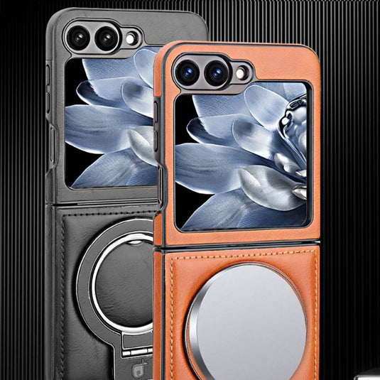 [Magsafe Compatible][Built-in Stand] Samsung Galaxy Z Flip5 SM-F731 - Business Casual Luxury Leather Stand Series Case