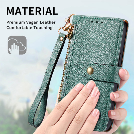 [With Lanyard][With Card Slot] Motorola Moto Edge 40/Neo/Pro Leather Zipper Shockproof Wallet Series Case