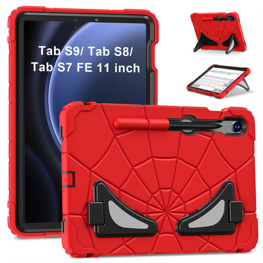 [Built-in Stand][With Card Slot] Samsung Galaxy Tab A7 Lite 8.7“ (2021) Spiderman Cartoon Kids Full-cover Silicone Shockproof Case