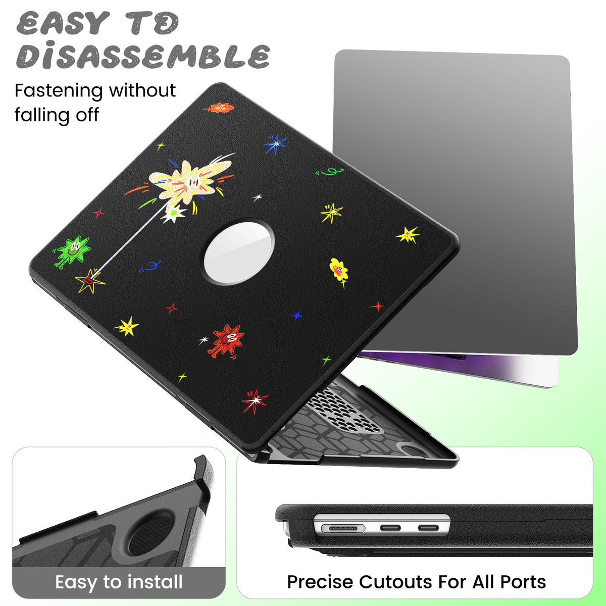 [Built-in Stand] Apple MacBook Pro 14 (A2442 & A2779 & A2918) - Cute Leather Anti-Shock Cooling Case - i-Station Mobile Phone & Electronic Device Repair and Accessories