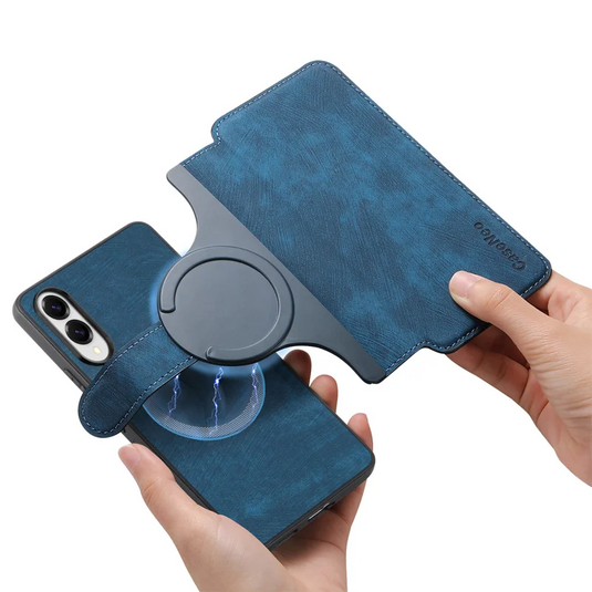[Magsafe Compatible][Detachable] Samsung Galaxy S25 Edge (SM-S937) - Leather Flip Shockproof Wallet Series Case With Card Slot