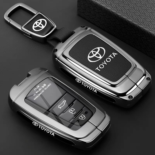 Toyota PU Leather + Zinc Alloy Car Key Fob Case Cover For Corolla, Prius, Camry, C-HR, RAV4, Altis, Land Cruiser Prado