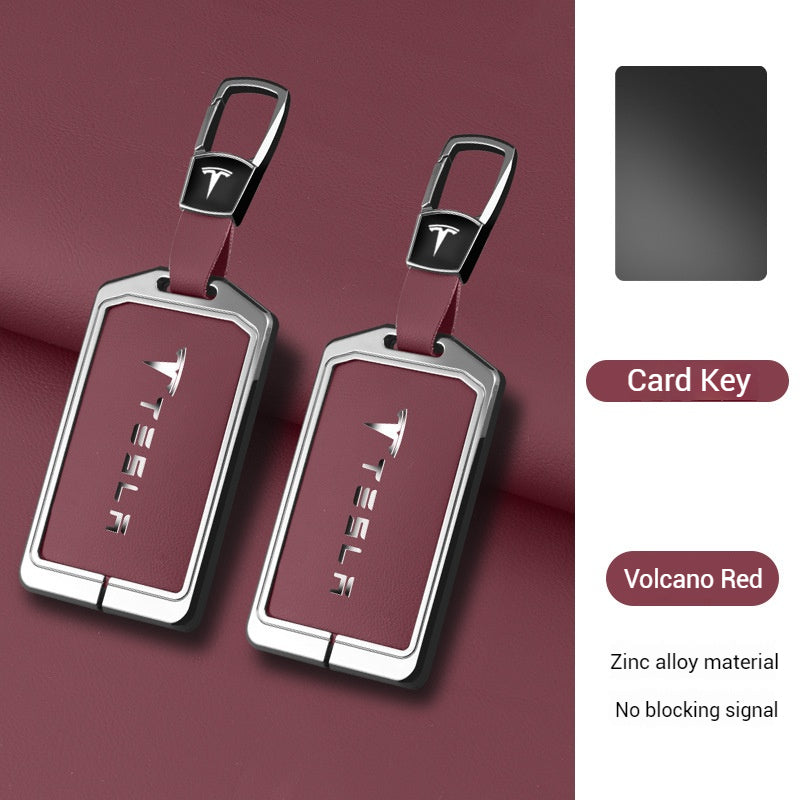 Load image into Gallery viewer, Tesla Zinc Alloy + Leather Card Key Case for Model 3 &amp; Model Y - i-Station Mobile Phone &amp; Electronic Device Repair and Accessories

