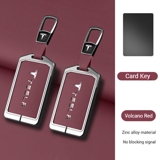 Tesla Zinc Alloy + Leather Card Key Case for Model 3 & Model Y - i-Station Mobile Phone & Electronic Device Repair and Accessories