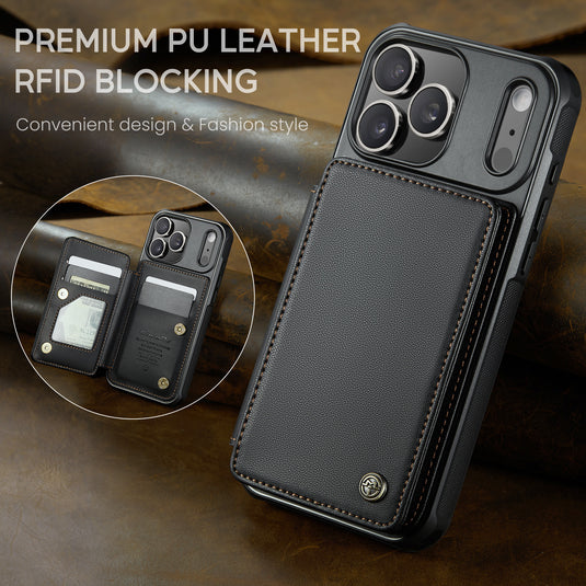 [With Card Slot] Apple iPhone 17/Air/Pro/Pro Max RFID Flip Premium Leather Wallet Series Case