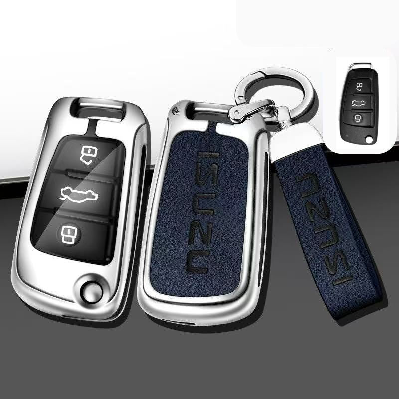 Load image into Gallery viewer, Isuzu Alloy + PU Leather Protection Car Key Fob Case Cover For D-MAX, MU-X, MUX
