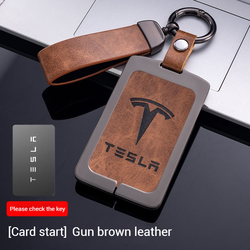 Load image into Gallery viewer, Tesla Metal + PU Leather Smart Key Card Case for Model 3, S, Y, X
