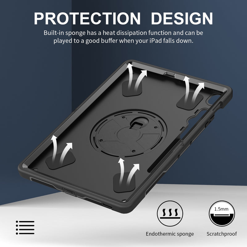 Load image into Gallery viewer, Samsung Galaxy Tab S10 FE Plus (2025) 13.1&quot; - 360° Rotatable Heavy Duty Protective Case With Strap
