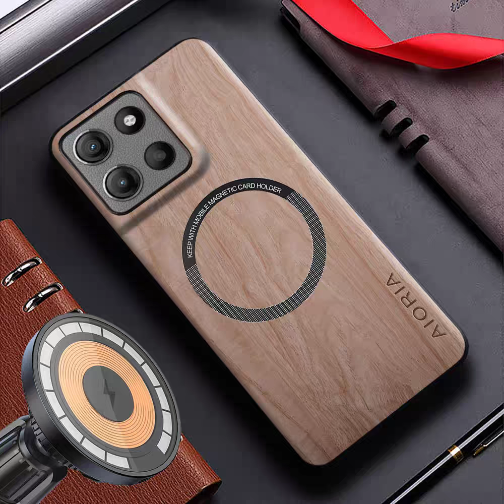 [Magsafe Compatible] Motorola Moto Edge 60/Fusion/Pro - Ultra-Thin Wood Texture Shockproof Protective Case - i-Station Mobile Phone & Electronic Device Repair and Accessories