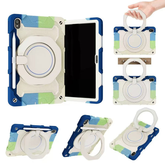 [With Shoulder Strap] Lenovo Idea Tab 11” 2025 (TB336FU/TB336ZU) - Silicone + PC Heavy Duty Series Case With 360° Rotating Stand