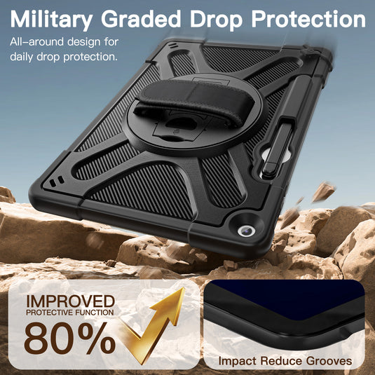 Microsoft Surface Pro 12 (2025) - Heavy Duty 360 Degree Rotate Stand Hand Strap Case With Shoulder Strap