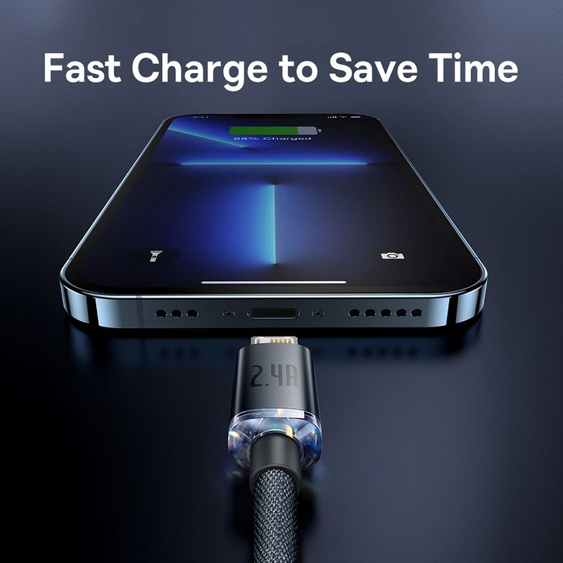 Load image into Gallery viewer, CW-FXP Baseus Crystal Shine Series Fast Charging Data Cable USB to iP 2.4A 1.2m - Black
