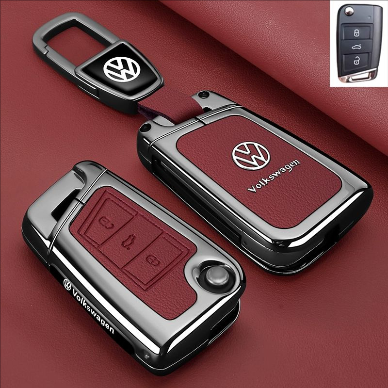 Load image into Gallery viewer, Volkswagen Premium Leather Protection Car Key Fob Case Cover For Lavida, Polo, Lamando L, Passat, ID.3, T-Cross, ID.4 X, Tiguan X
