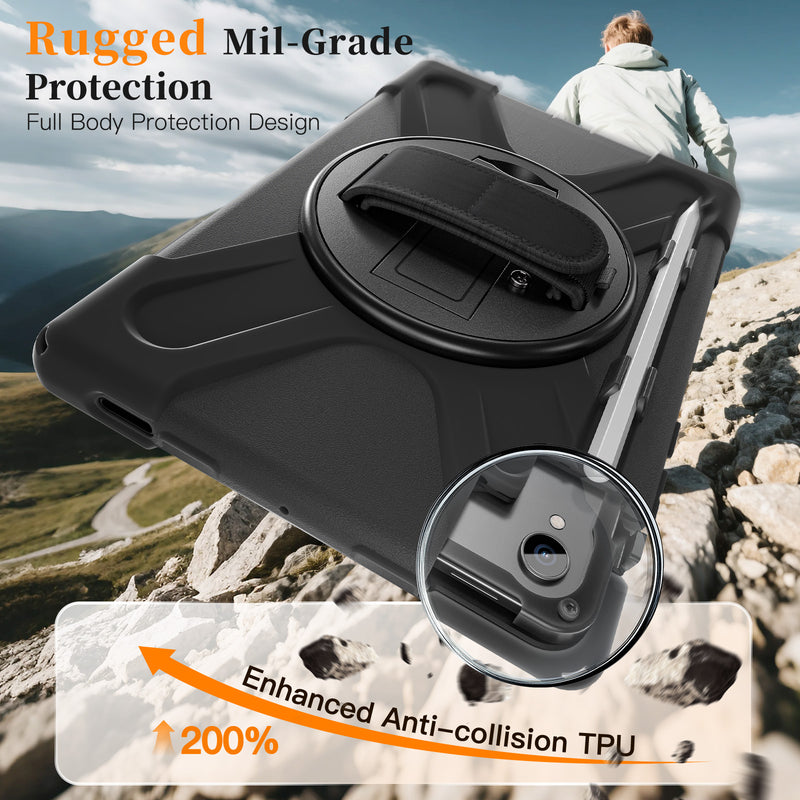 Load image into Gallery viewer, Samsung Galaxy Tab S11 (2025) 11&quot; - Heavy Duty 360 Degree Rotate Stand Hand Strap Case With Shoulder Strap
