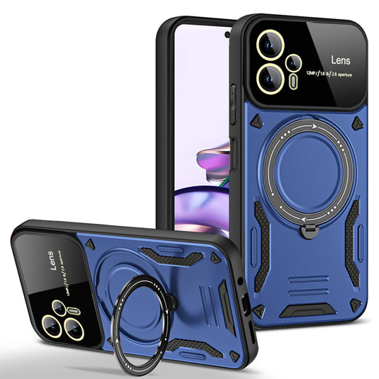 [Built-in Ring Bracket] Motorola Moto G84 Mecha-style Anti-slip Protective Hard Heavy Duty Series Case