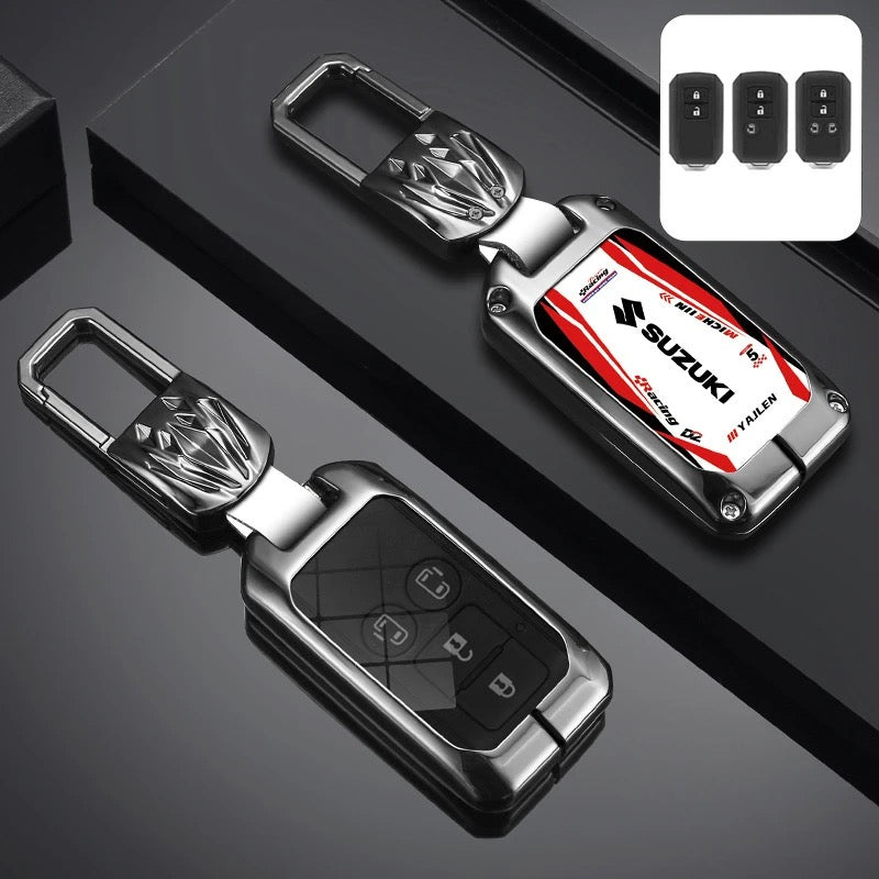 Load image into Gallery viewer, Suzuki Stylish Racing-inspired Design Car Key Fob Case Cover For Hustler, SX4, S-Cross, Baleno, Ertiga, Ciaz, Ignis, Kizashi, Swift, Vitara, Alto, Celerio, Brezza
