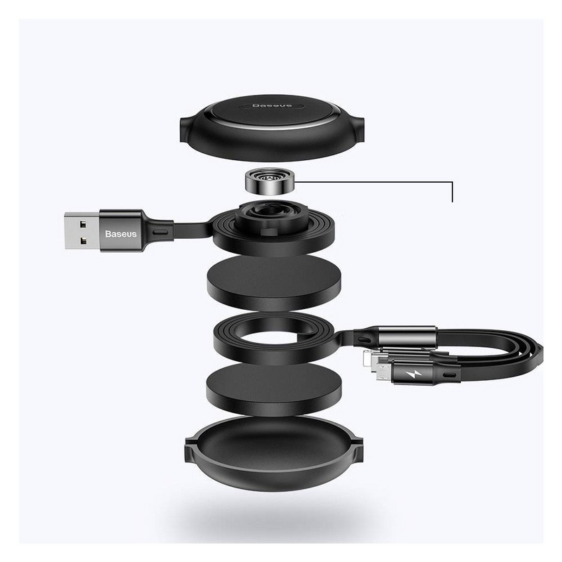 Load image into Gallery viewer, Baseus Golden Loop Retractable 3 in 1 USB Cable 3.5A (35cm-120cm)
