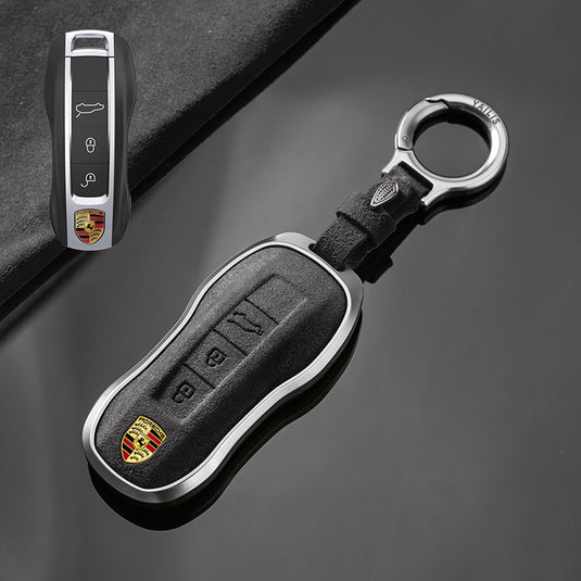 Porsche Luxury Suede Car Key Fob Case Cover For Macan, Cayenne, 911, Panamera, 718, Taycan, 992