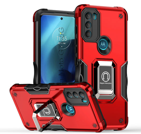 [Built-in Ring Bracket] Motorola Moto G 5G (2024) Hybrid Soft Silicone Hard PC Shockproof Protection Heavy Duty Series Case