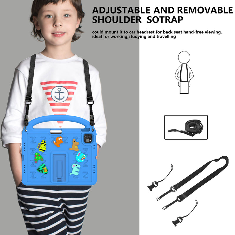 Load image into Gallery viewer, [Built-in Pen Slot][With Shoulder Strap] Apple iPad Air 11-inch M2/3 (2024/2025) Cartoon Kids Shockproof Protective Case
