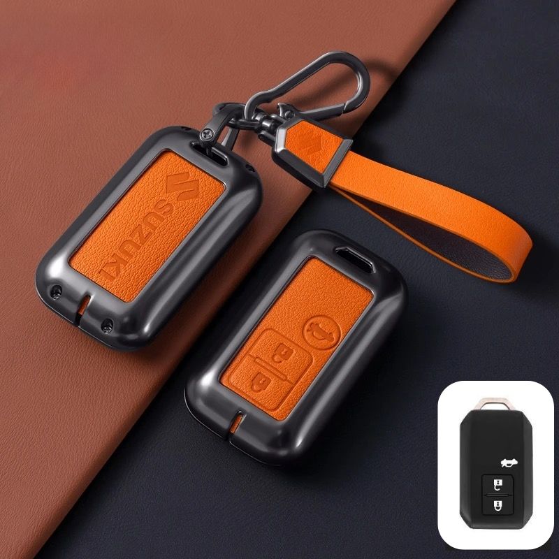 Load image into Gallery viewer, Suzuki Zinc Alloy Geuine Leather Car Key Fob Case Cover For Swift, Vitara, Baleno, Ciaz, SX4,  S-Cross, Jimny, Baleno, Ertiga
