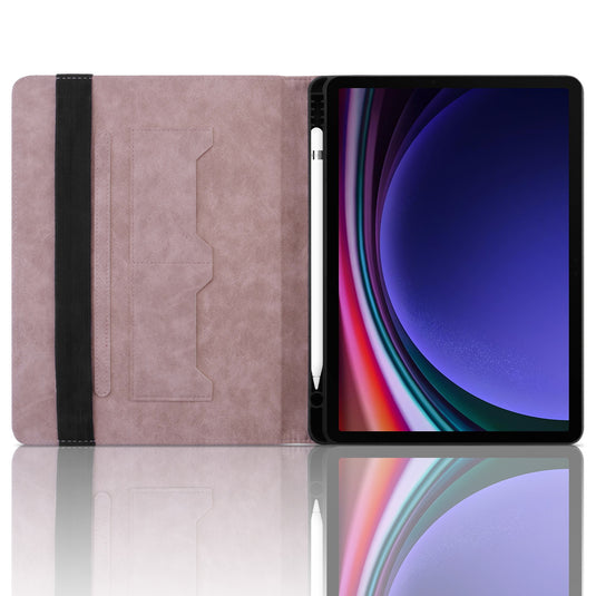 [With Card Slot] Samsung Galaxy Tab S10 FE Plus (2025) 13.1" - Diamond Pattern Leather Shockproof Case