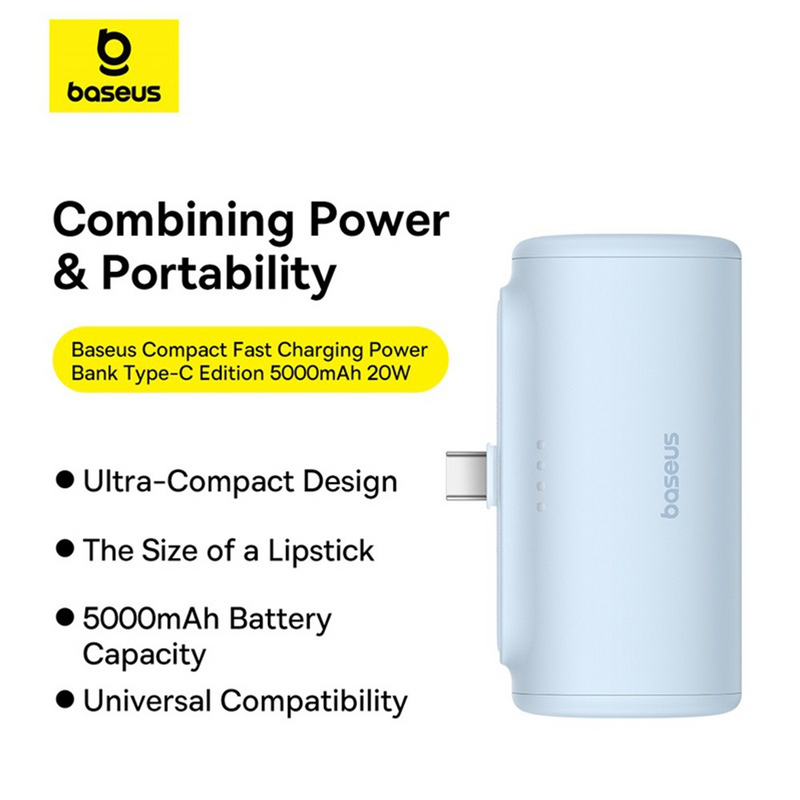 Load image into Gallery viewer, Baseus Compact Fast Charging Power Bank Type-C Edition 5000mAh 20W
