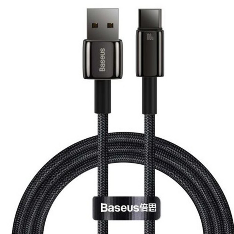 Load image into Gallery viewer, Baseus Tungsten Gold Fast Charging Data Cable USB to Type-C 100W 1m-Black
