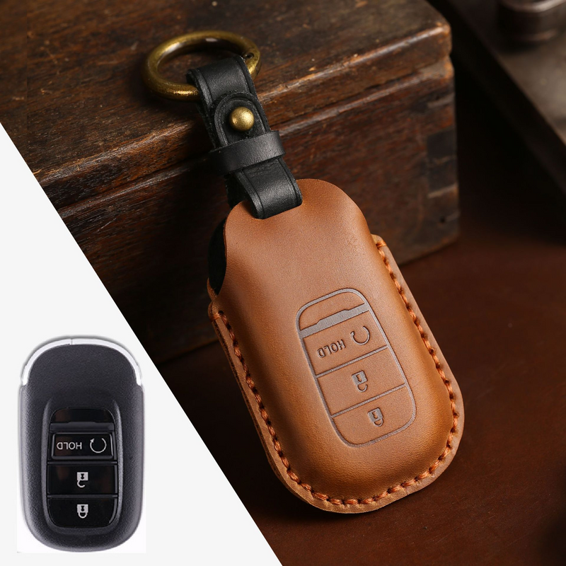 Load image into Gallery viewer, Honda Handcrafted Genuine Leather Car Key Fob Case Cover For CR-V, Accord, Civic, HR-V, Pilot
