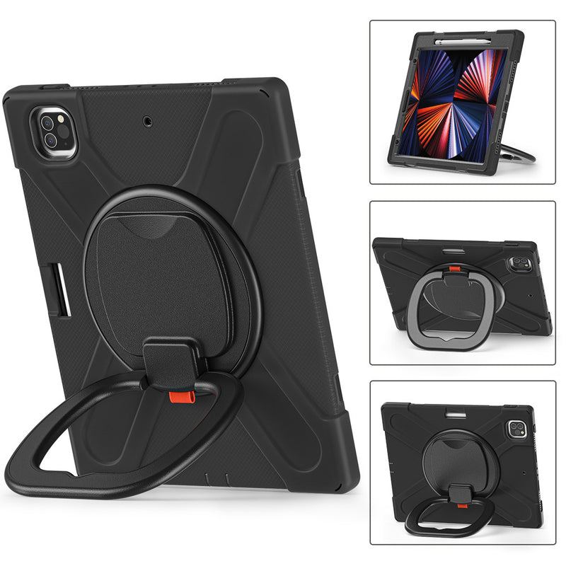 Load image into Gallery viewer, [With Shoulder Strap] Apple iPad Pro 12.9" 3rd/4th/5th/6th Gen 360 Degree Rotation Heavy Duty EVA Kid Friendly Ring Holder Stand Case
