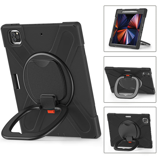 [With Shoulder Strap] Apple iPad Pro 12.9" 3rd/4th/5th/6th Gen 360 Degree Rotation Heavy Duty EVA Kid Friendly Ring Holder Stand Case